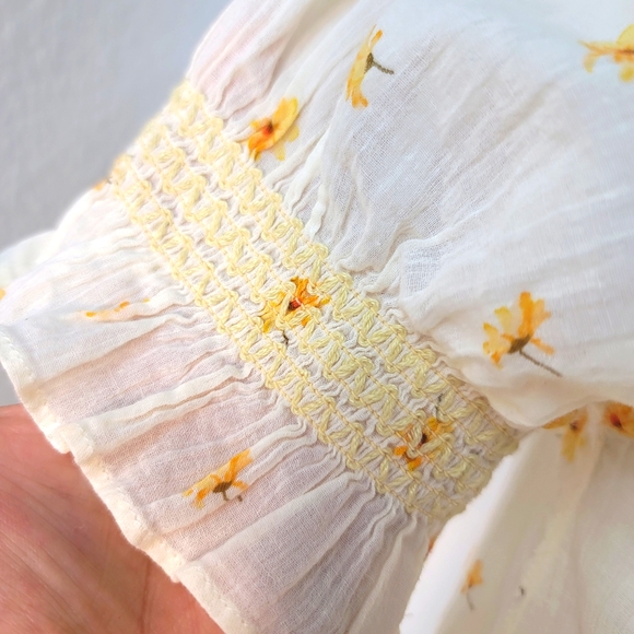 MADEWELL SMOCKED TOP FRENCH DAISY FLORAL PRINT BUTTON UP SIZE XXS - Picture 4 of 16